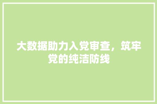 大数据助力入党审查，筑牢党的纯洁防线