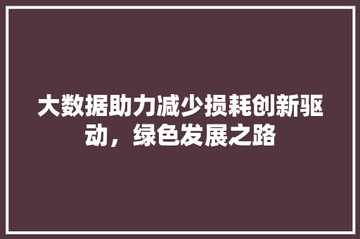 大数据助力减少损耗创新驱动，绿色发展之路