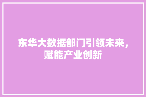 东华大数据部门引领未来，赋能产业创新