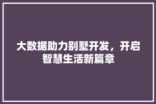 大数据助力别墅开发，开启智慧生活新篇章  第1张