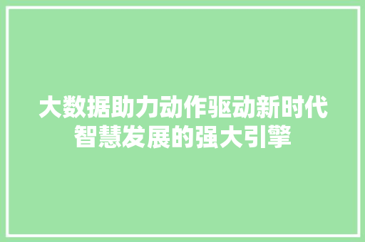 大数据助力动作驱动新时代智慧发展的强大引擎