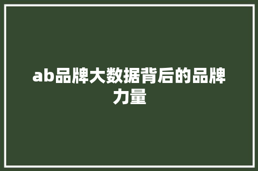 ab品牌大数据背后的品牌力量