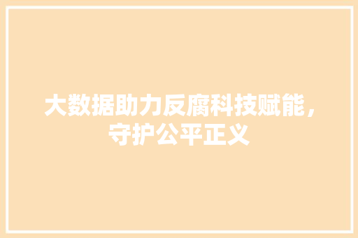 大数据助力反腐科技赋能，守护公平正义