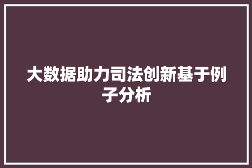 大数据助力司法创新基于例子分析  第1张
