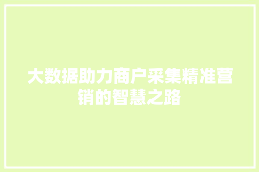 大数据助力商户采集精准营销的智慧之路  第1张