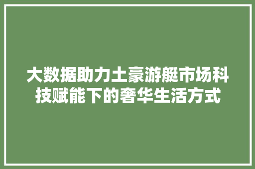 大数据助力土豪游艇市场科技赋能下的奢华生活方式