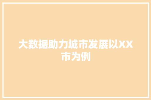 大数据助力城市发展以XX市为例