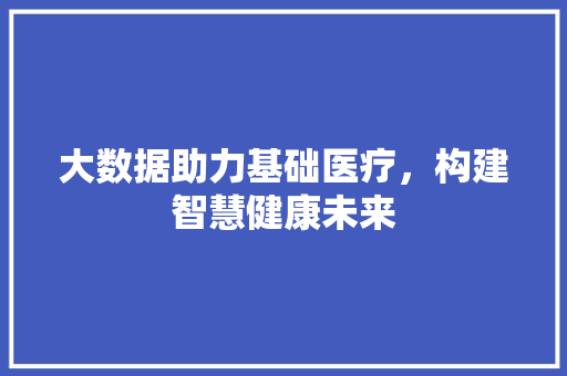 大数据助力基础医疗，构建智慧健康未来