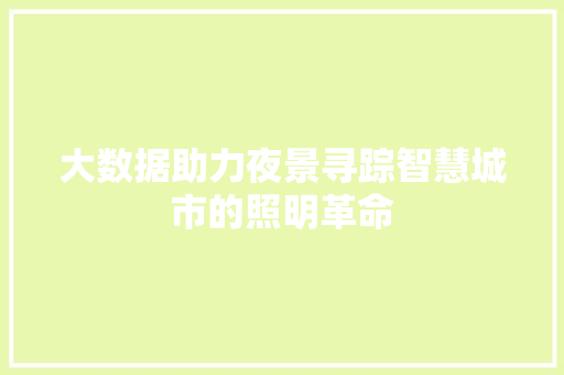 大数据助力夜景寻踪智慧城市的照明革命  第1张