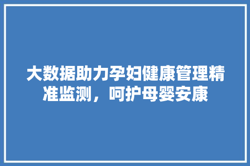 大数据助力孕妇健康管理精准监测，呵护母婴安康