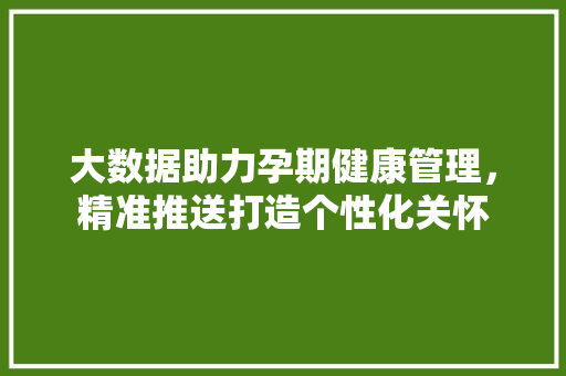大数据助力孕期健康管理，精准推送打造个性化关怀
