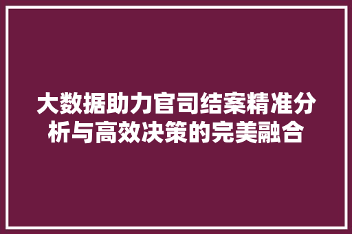 大数据助力官司结案精准分析与高效决策的完美融合  第1张