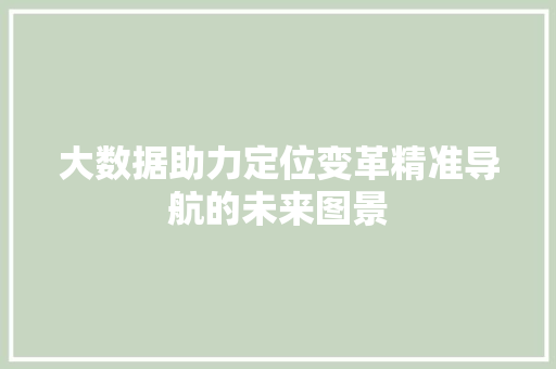 大数据助力定位变革精准导航的未来图景  第1张