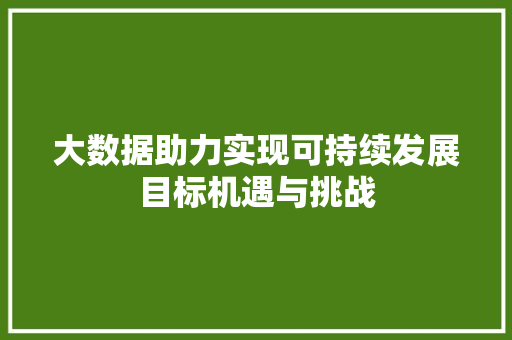 大数据助力实现可持续发展目标机遇与挑战