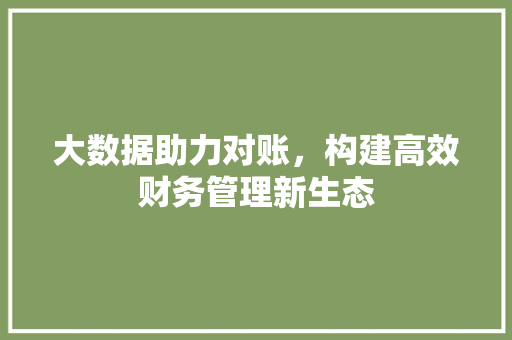 大数据助力对账，构建高效财务管理新生态
