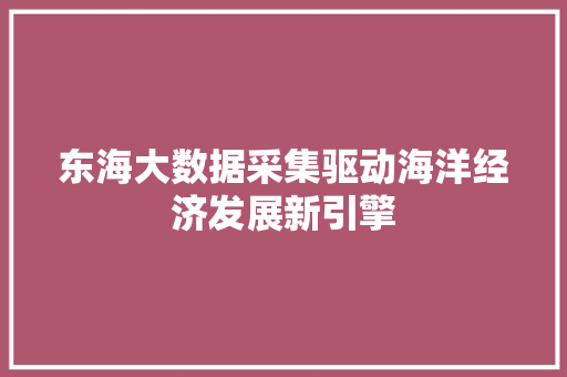 东海大数据采集驱动海洋经济发展新引擎