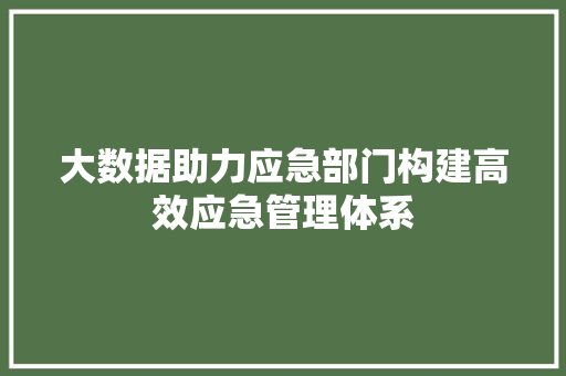 大数据助力应急部门构建高效应急管理体系