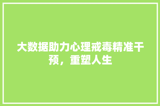 大数据助力心理戒毒精准干预，重塑人生  第1张