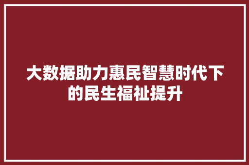 大数据助力惠民智慧时代下的民生福祉提升  第1张