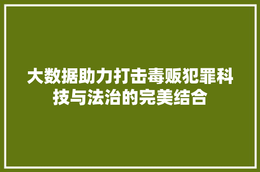 大数据助力打击毒贩犯罪科技与法治的完美结合  第1张
