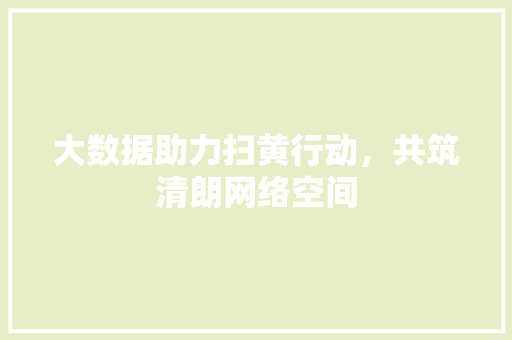 大数据助力扫黄行动，共筑清朗网络空间