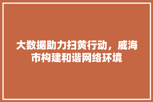 大数据助力扫黄行动，威海市构建和谐网络环境