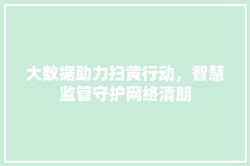 大数据助力扫黄行动，智慧监管守护网络清朗