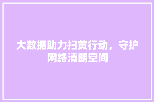 大数据助力扫黄行动，守护网络清朗空间  第1张