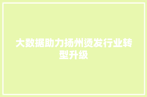 大数据助力扬州烫发行业转型升级