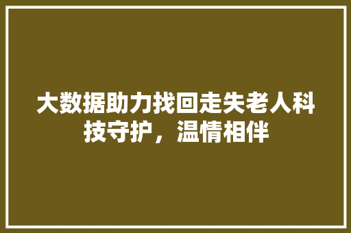 大数据助力找回走失老人科技守护，温情相伴  第1张