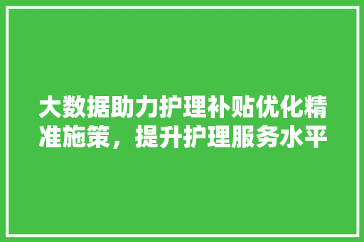 大数据助力护理补贴优化精准施策，提升护理服务水平