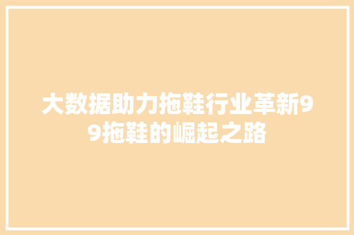 大数据助力拖鞋行业革新99拖鞋的崛起之路