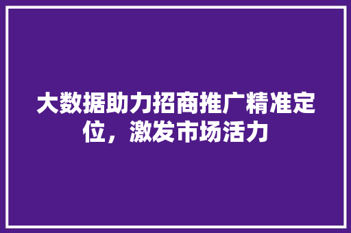 大数据助力招商推广精准定位，激发市场活力