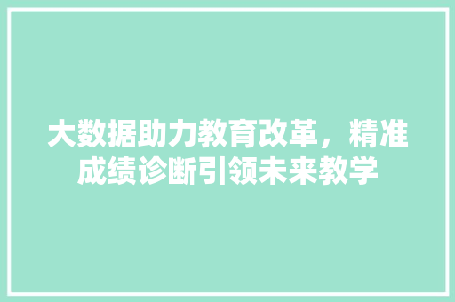 大数据助力教育改革，精准成绩诊断引领未来教学