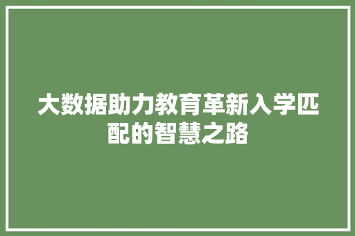 大数据助力教育革新入学匹配的智慧之路