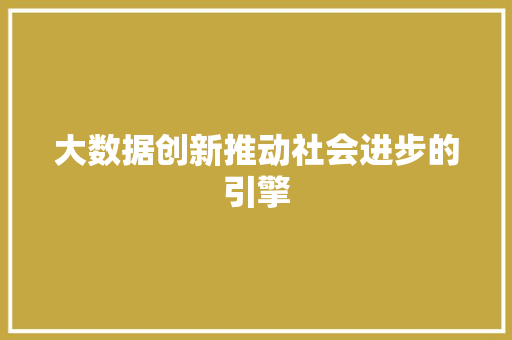 大数据创新推动社会进步的引擎