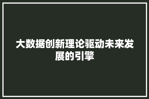 大数据创新理论驱动未来发展的引擎