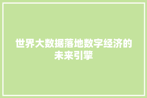 世界大数据落地数字经济的未来引擎