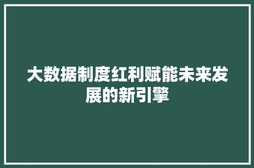 大数据制度红利赋能未来发展的新引擎