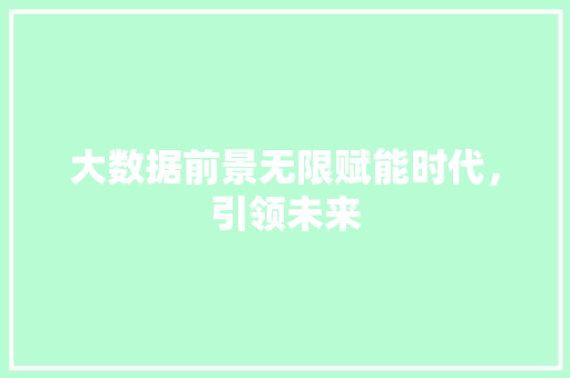 大数据前景无限赋能时代，引领未来
