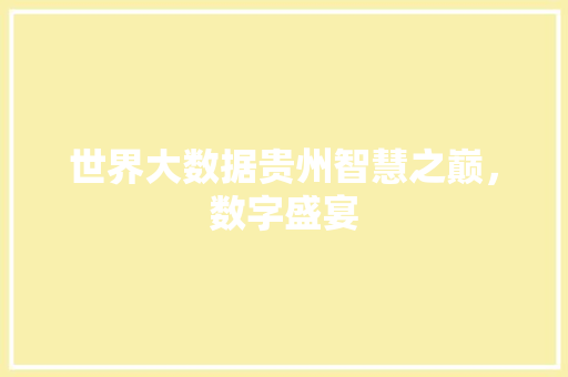 世界大数据贵州智慧之巅，数字盛宴