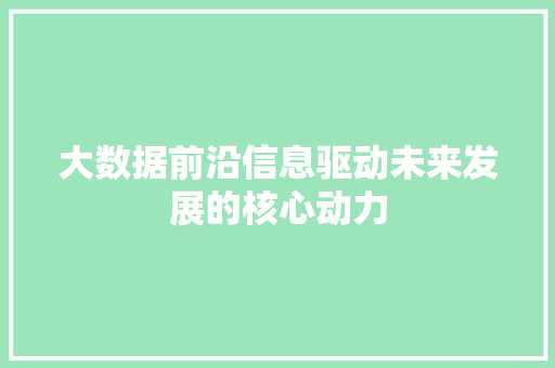 大数据前沿信息驱动未来发展的核心动力