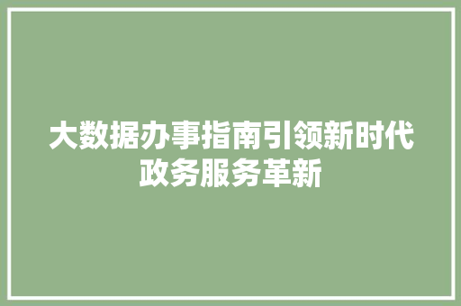 大数据办事指南引领新时代政务服务革新