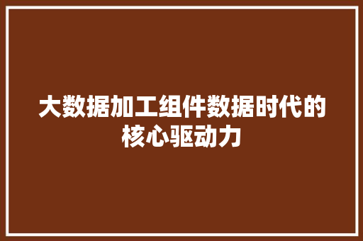 大数据加工组件数据时代的核心驱动力  第1张