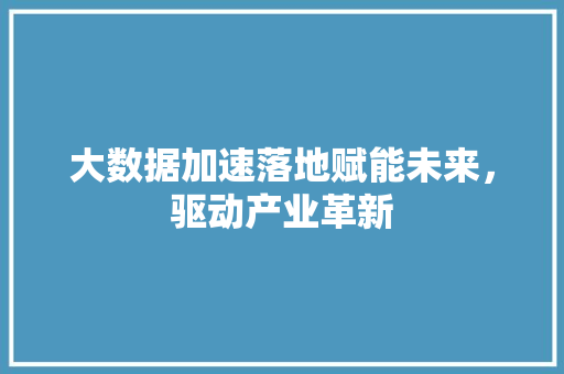 大数据加速落地赋能未来，驱动产业革新  第1张
