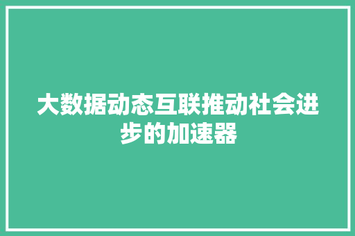 大数据动态互联推动社会进步的加速器
