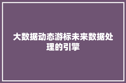 大数据动态游标未来数据处理的引擎
