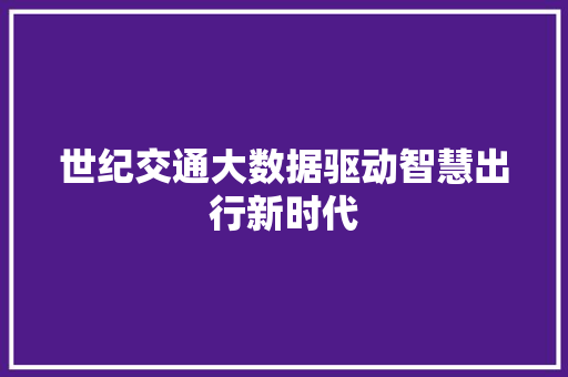 世纪交通大数据驱动智慧出行新时代