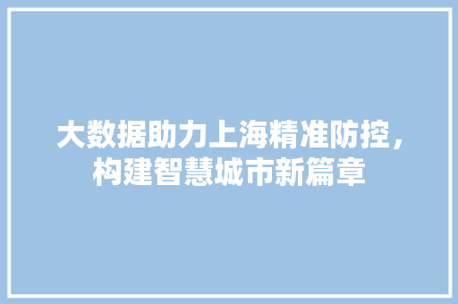 大数据助力上海精准防控，构建智慧城市新篇章