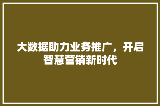 大数据助力业务推广，开启智慧营销新时代